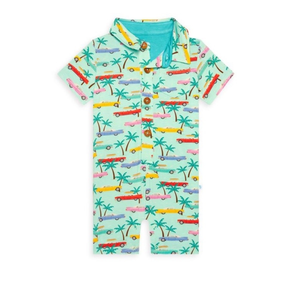 Posh Peanut Baby Boy's Saint Collared Henley Romper